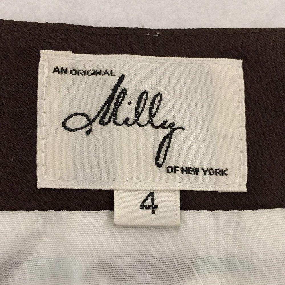 Milly New York Dress Size 4 Seafoam Green Brown White Print Silk Faille Womens - Picture 3 of 12